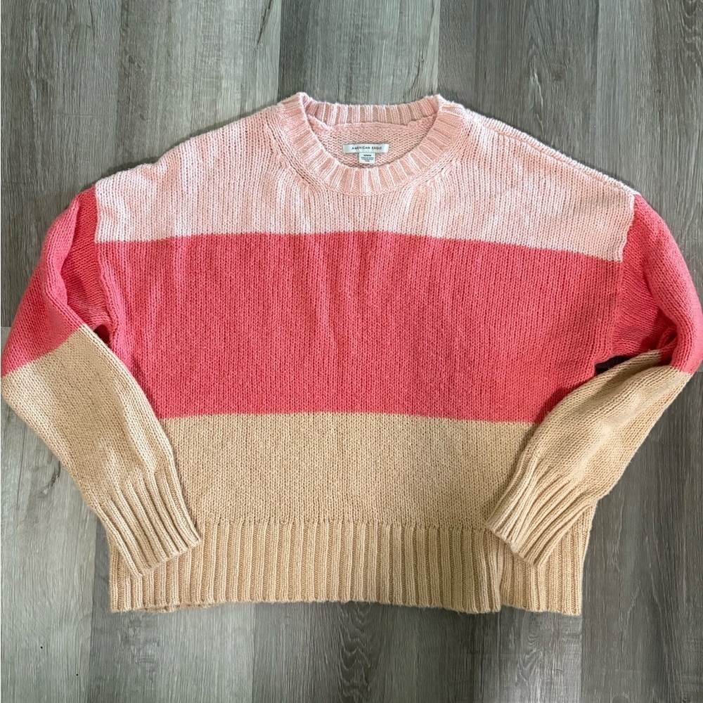 American Eagle Outfitters Pink and Tan Sweater